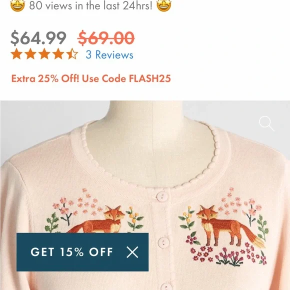 FOUND!! ISO Modcloth Embroidered Fox Cardigan by Princess Highway - Picture 4 of 5